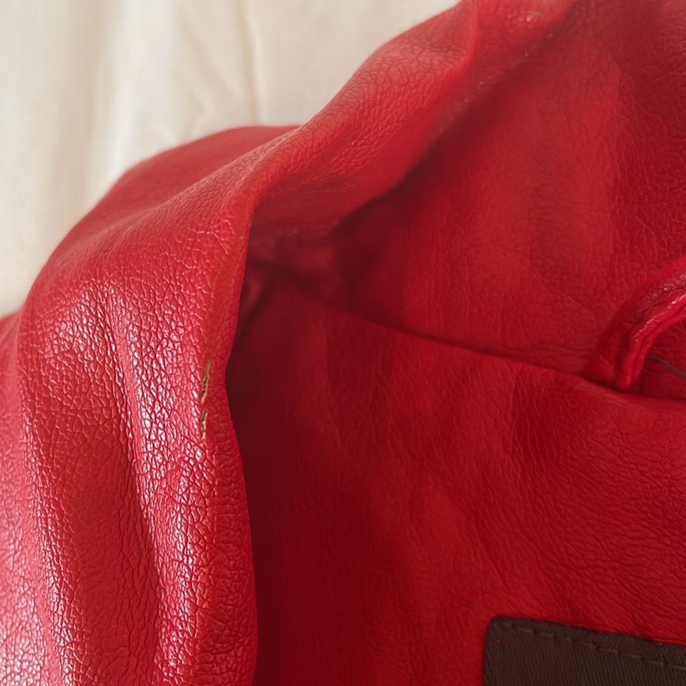 Kenneth Cole reaction red vegan jacket size large red hardware - Picture 12 of 12